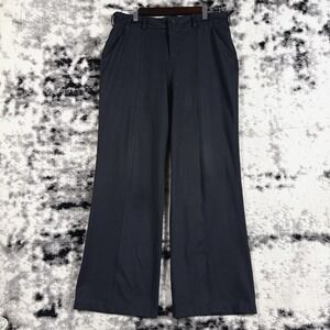 Duluth Trading High Waisted Ponte Pants‎ Womens 12 Black Wide Leg Pleat Seam